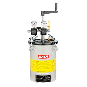SATA paint set 10, Wasserlackausführung, Doppeldruckminderer, Handrührwerk & Einsatztopf Edelstahl