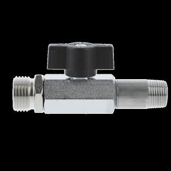 SATA Kugelhahn (Teflon) 3/8" (Außengewinde) x 1/2" (Außengewinde) Materialabgang
