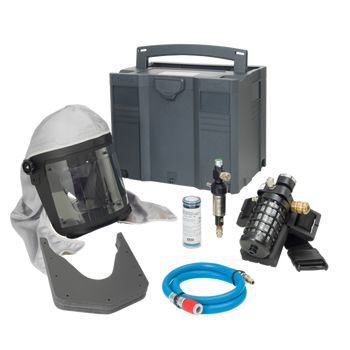 SATA Atemschutzset im Systainer: SATA vision 2000 & Gurteinheit mit Aktivkohleadsorber & Luftregelventil, SATA air warmer, SATA Lackierluftschlauch 1,2 m