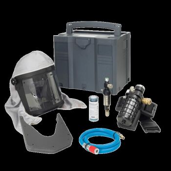 SATA Atemschutzset im Systainer: SATA vision 2000 & Gurteinheit mit Aktivkohleadsorber & Luftregelventil, SATA air warmer, SATA Lackierluftschlauch 1,2 m