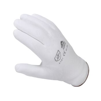PU beschichtete Nylon-Handschuhe weiß, Gr. 7-10 (1 Paar)